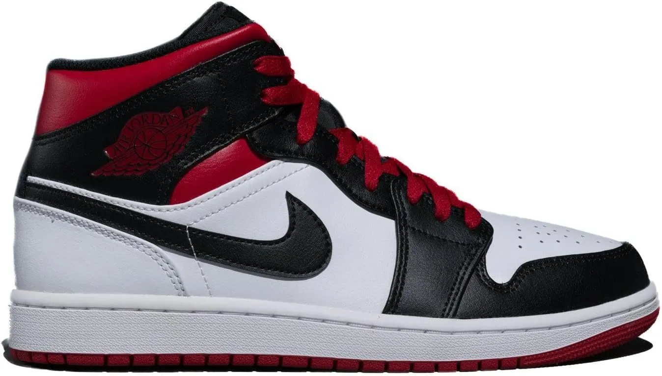 Air Jordan 1 Mid Men's Shoes Size - 9.5 White/Gym Red-Black