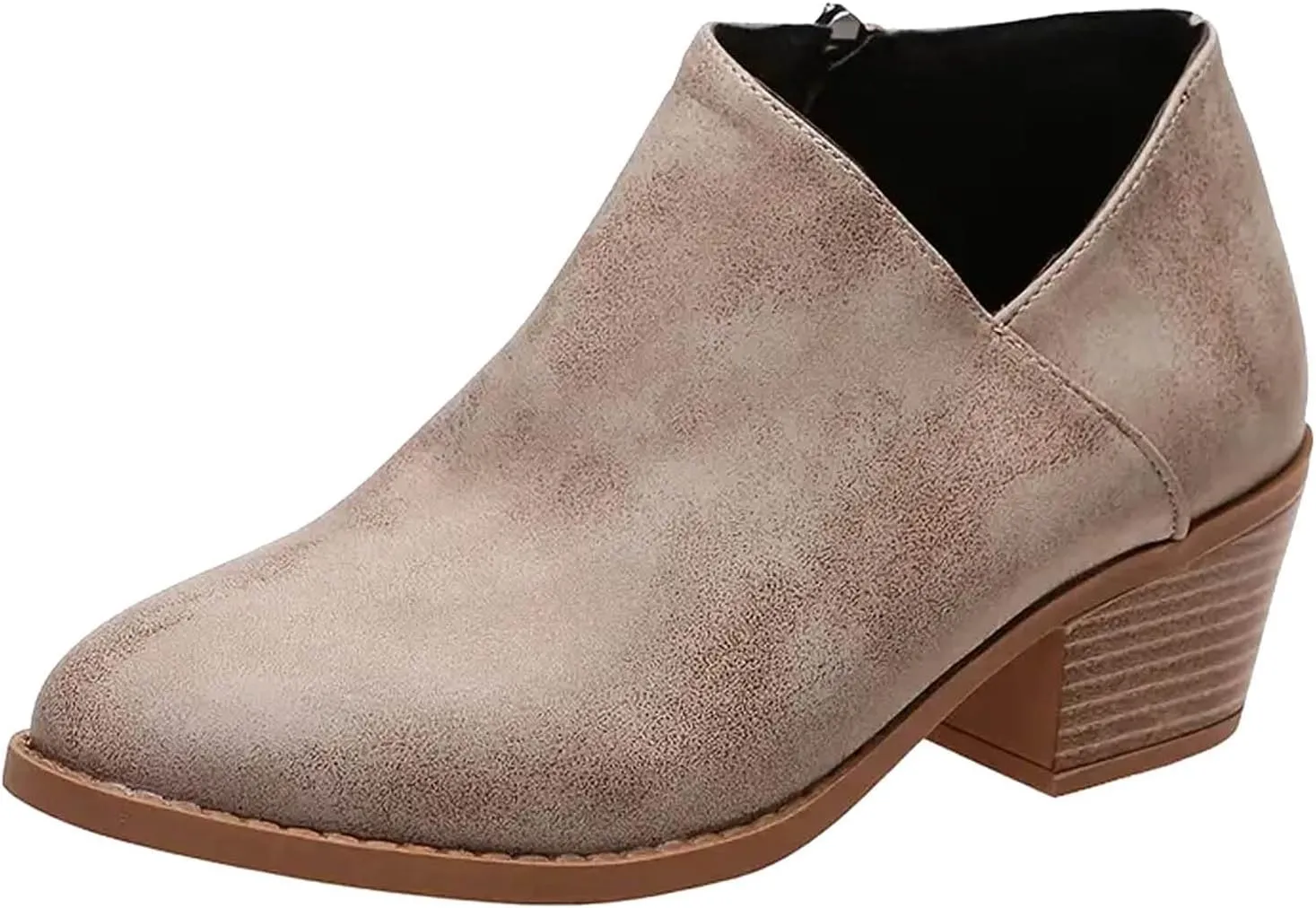 AMDBEL Booties for Women Dressy 2024 Ankle Booties Dressy Low Heel Side Zipper Pointd Toe Fall Winter Short Boots Shoes