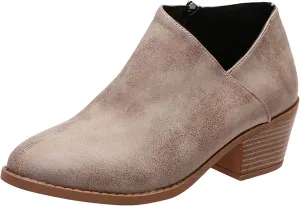AMDBEL Booties for Women Dressy 2024 Ankle Booties Dressy Low Heel Side Zipper Pointd Toe Fall Winter Short Boots Shoes
