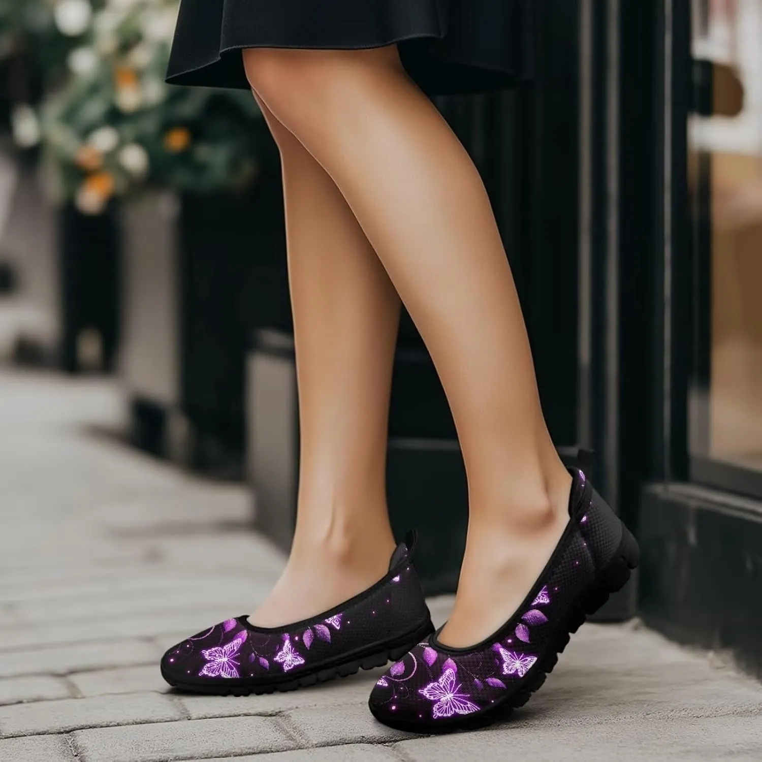 Artistic Abstract Print Womens Flats Lightweight Comfortable Walking Shoes Round Toe Casual Sneakers Daily Wear