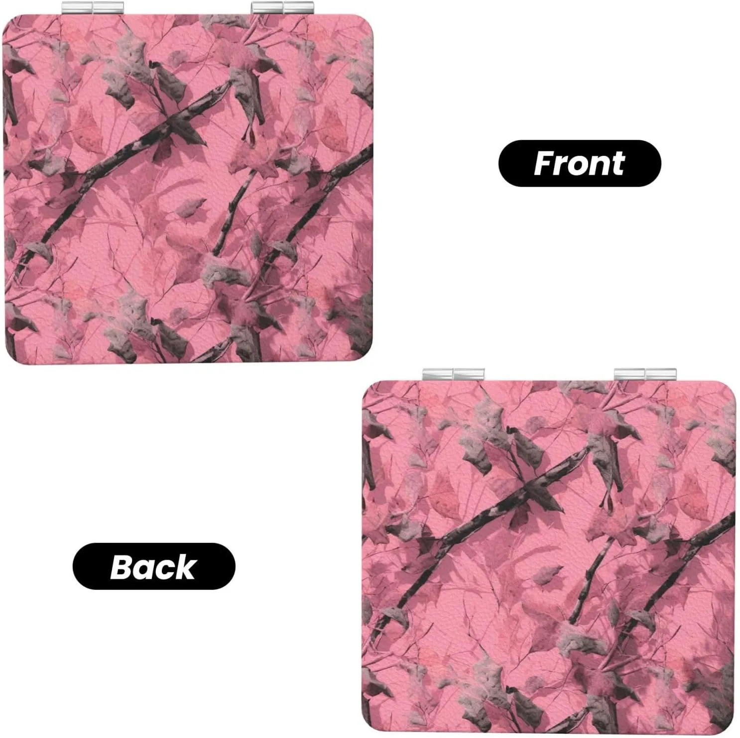Beautiful Leaves Camouflage Printed Square Pocket Makeup Mirror with 1X/2X Magnification, Portable Mini Travel Makeup Mirror for Travel Daily Work Beauty