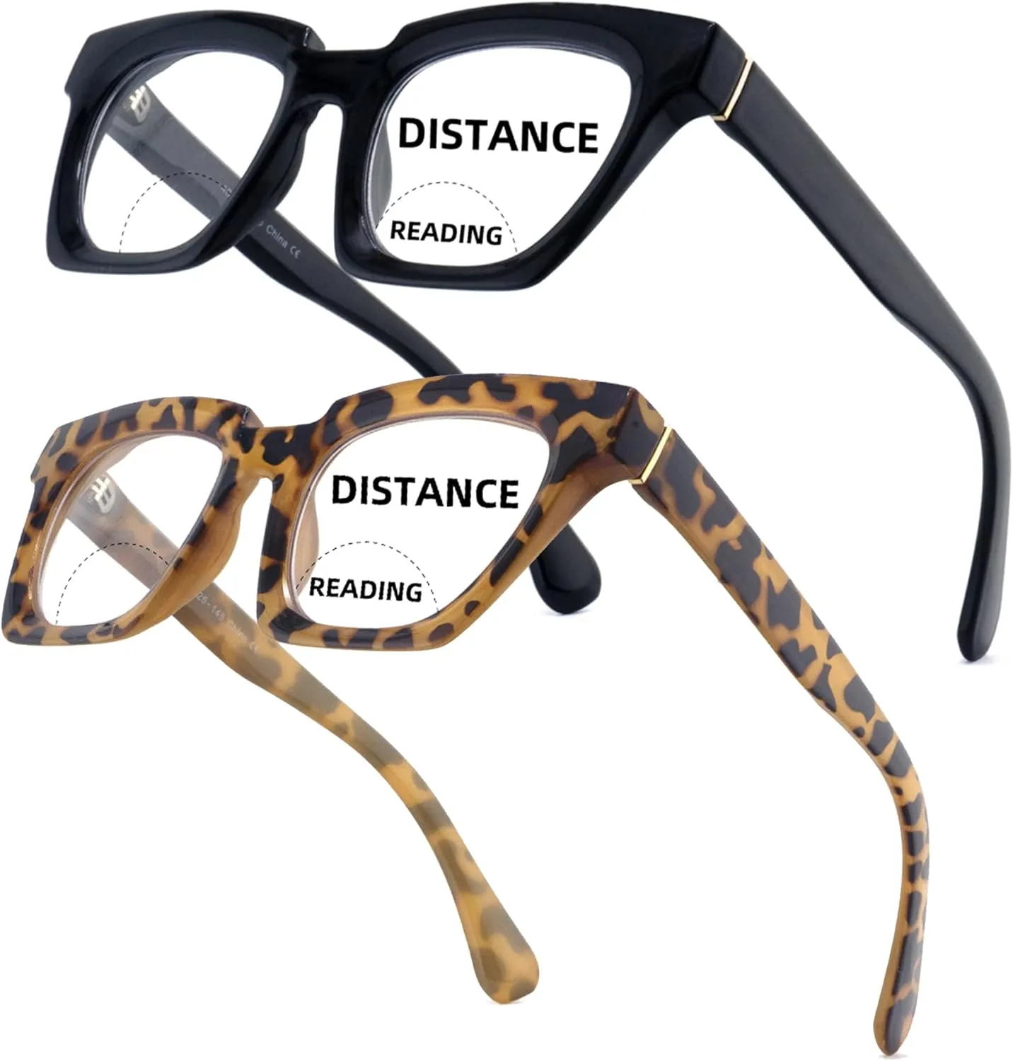 Bifocal Reading Glasses for Women Oversized Dual Focus Blue Light Readers Oprah No Line Clear Square Retro Eyewear
