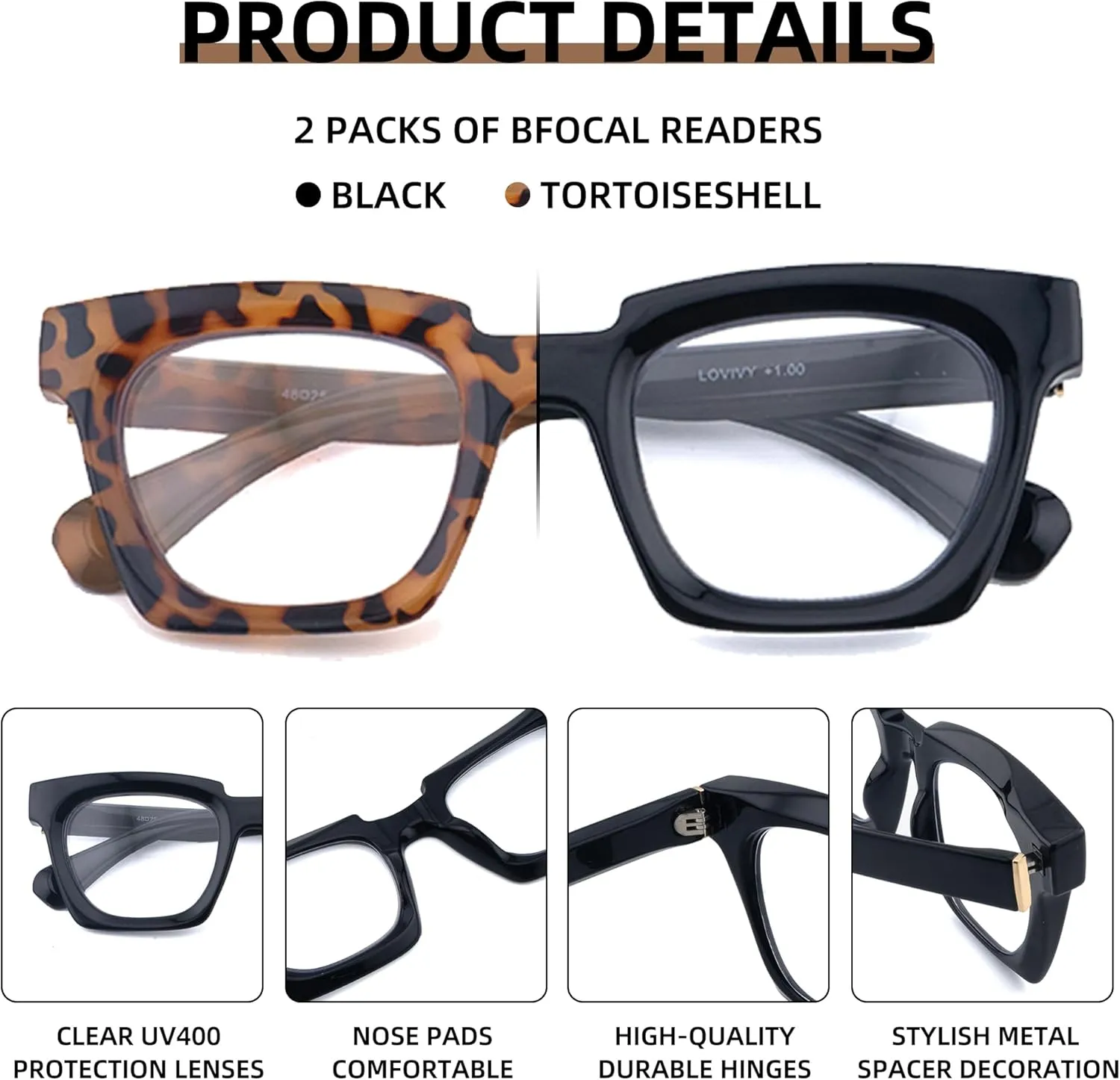 Bifocal Reading Glasses for Women Oversized Dual Focus Blue Light Readers Oprah No Line Clear Square Retro Eyewear