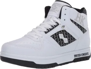 British Knights Men's Kings SL Classic Hi Top Fashion Sneaker, White/Black/Silver, 11.5 M US