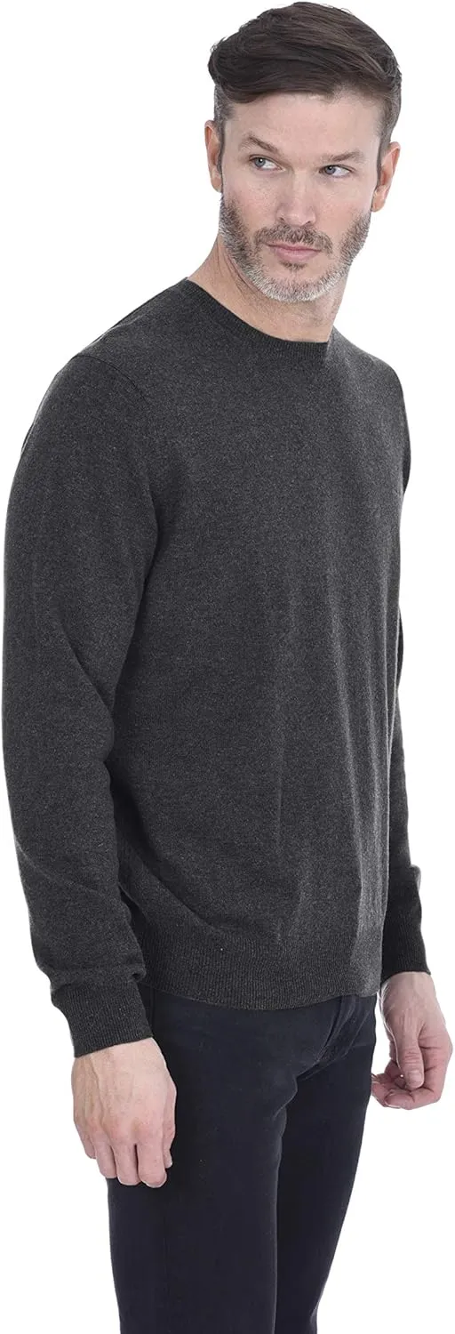 Cashmeren Men's Basic Crewneck Sweater 100% Pure Cashmere Long Sleeve Round Neck Pullover