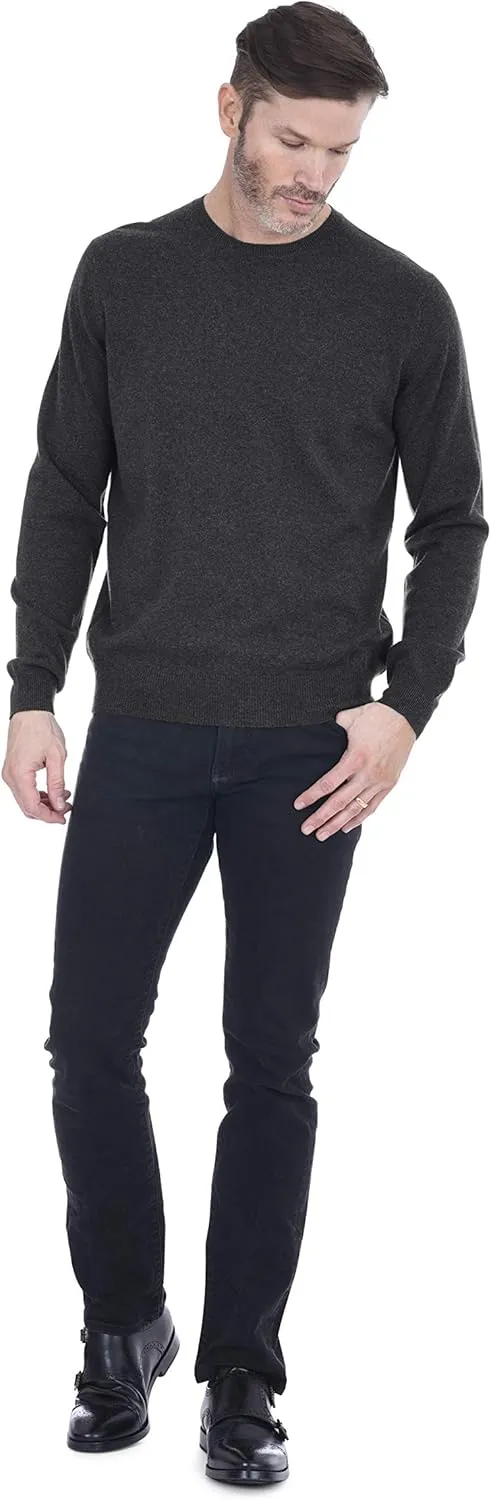 Cashmeren Men's Basic Crewneck Sweater 100% Pure Cashmere Long Sleeve Round Neck Pullover