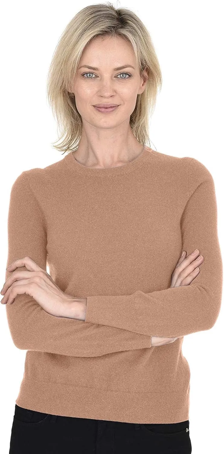 Cashmeren Women’s Basic Crewneck Sweater 100% Pure Cashmere Long Sleeve Round Neck Pullover