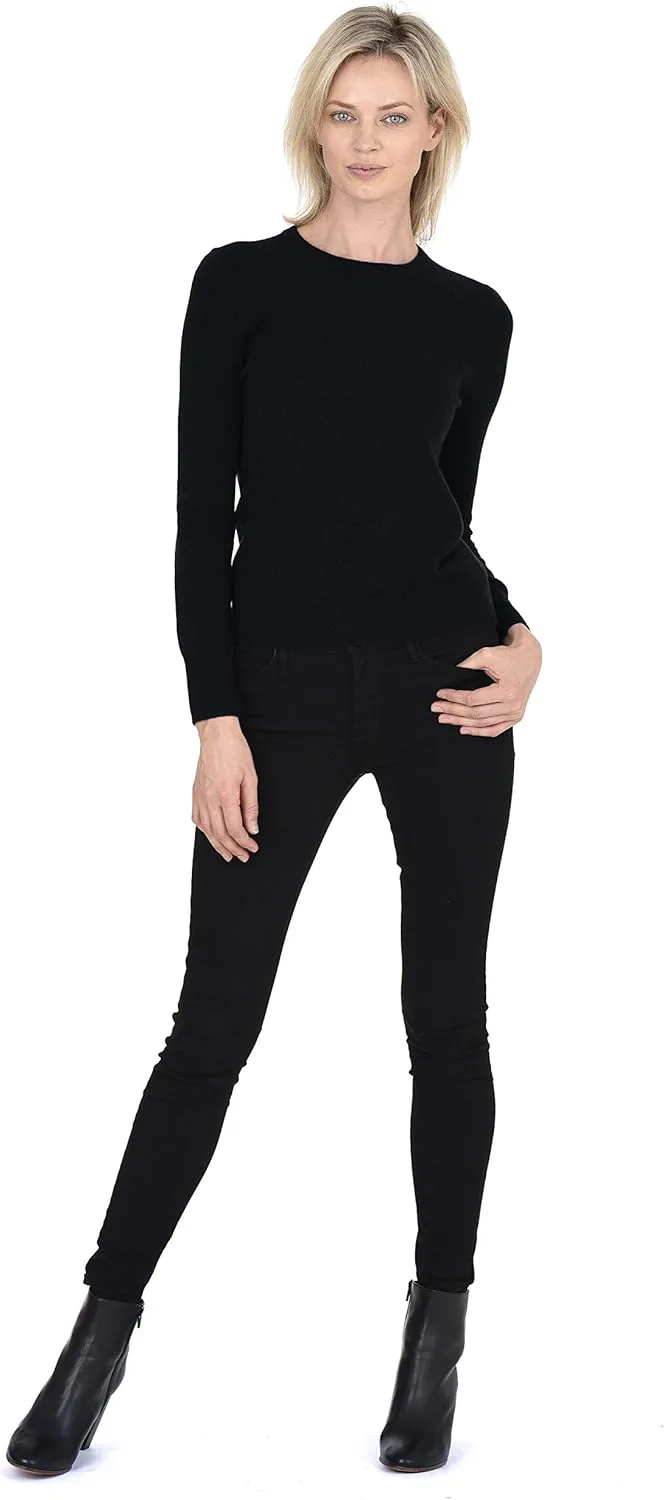 Cashmeren Women’s Basic Crewneck Sweater 100% Pure Cashmere Long Sleeve Round Neck Pullover