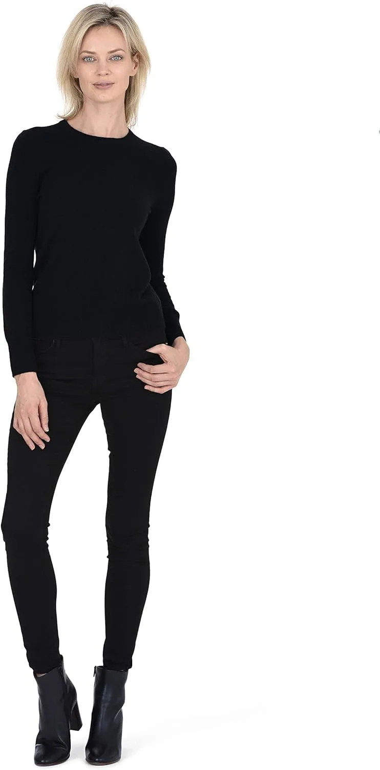 Cashmeren Women’s Basic Crewneck Sweater 100% Pure Cashmere Long Sleeve Round Neck Pullover