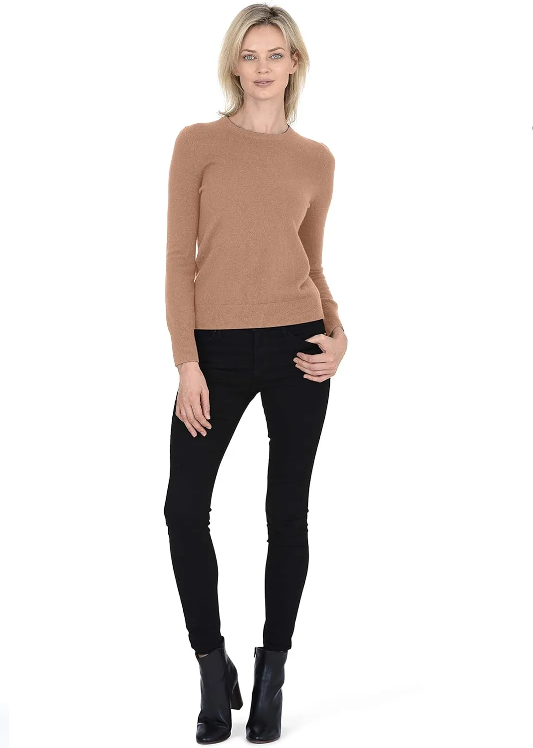 Cashmeren Women’s Basic Crewneck Sweater 100% Pure Cashmere Long Sleeve Round Neck Pullover
