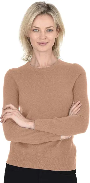 Cashmeren Women’s Basic Crewneck Sweater 100% Pure Cashmere Long Sleeve Round Neck Pullover
