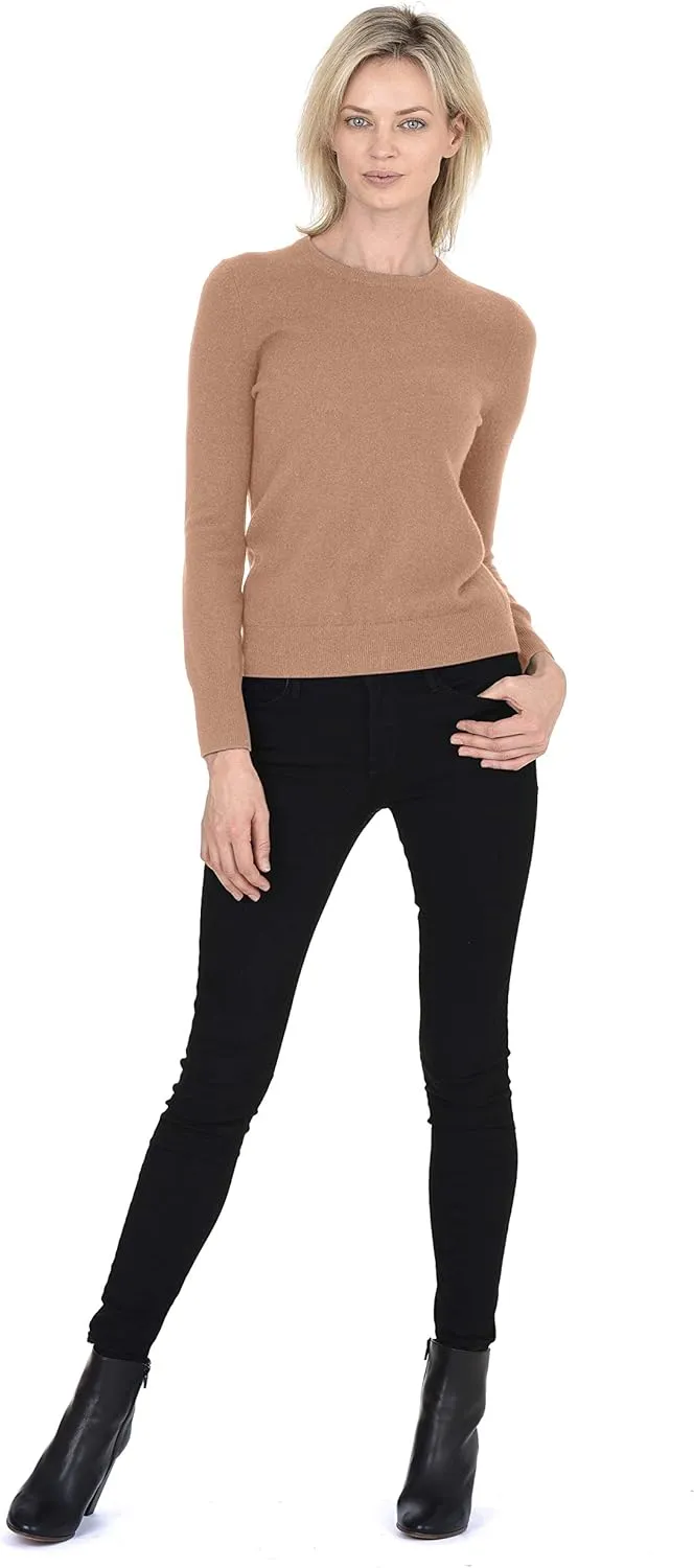 Cashmeren Women’s Basic Crewneck Sweater 100% Pure Cashmere Long Sleeve Round Neck Pullover