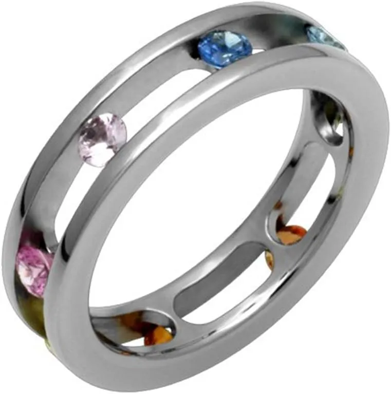 Cielo - Extravagant Colored Sapphire Titanium Eternity Band (8)