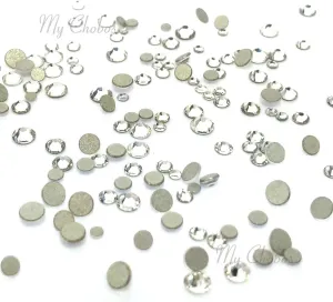 clear Crystal (001) tiny small sizes mixed with Austrian crystal Austria 2058 xilion rose flatbacks sizes ss3, ss5, ss6, ss7, ss9, ss10 no-hotfix rhinestones nail art 144 pcs (1 gross) round bling diy