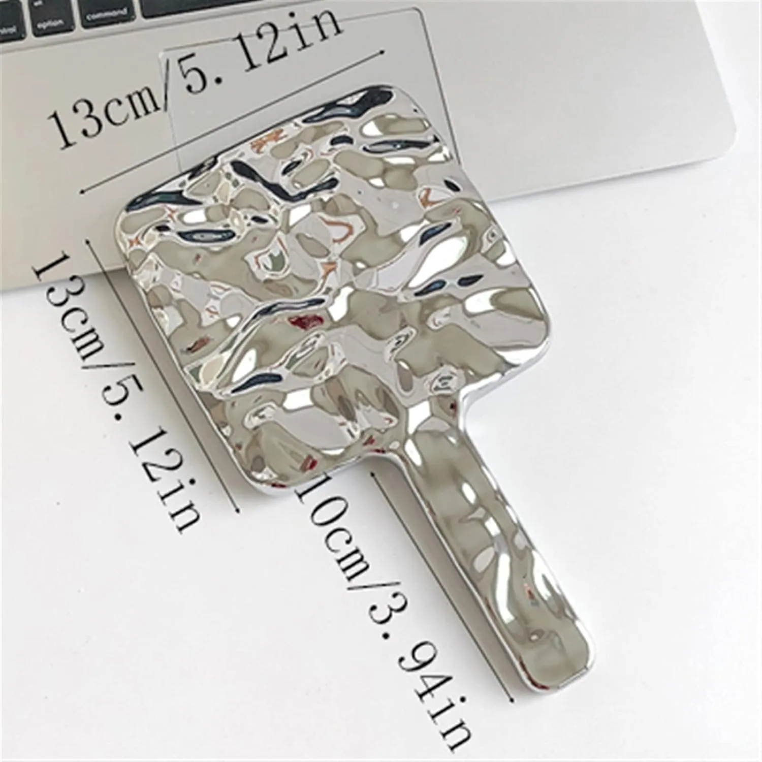 Cosmetic Mirror Simple Handle Mirror Female Portable Makeup Mirror Handheld Makeup Mirror Small Mirror Round Makeup Mirror (Silver) Make Up Mirrors(Medium)