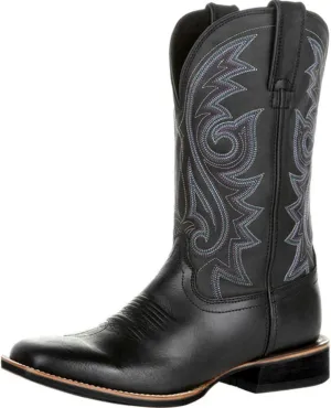 Cowboy Boots for Men, Round Toe Western Boot Classic Fashionable Embroidered Slip-Resistant Country Shoes for Spring Fall