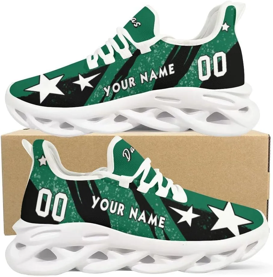 Custom Men's Sneakers Hockey Name & Number Breathable Fan Gift for Men Women Athletic Gym Slip-on Shoes Personalized White Black
