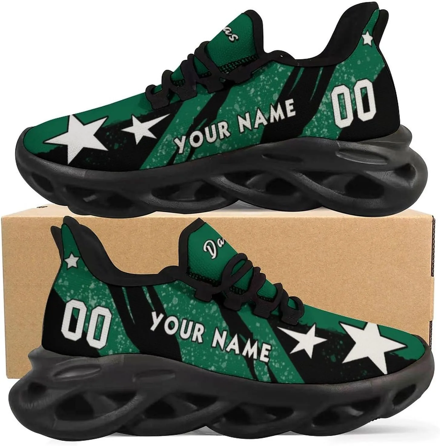 Custom Men's Sneakers Hockey Name & Number Breathable Fan Gift for Men Women Athletic Gym Slip-on Shoes Personalized White Black