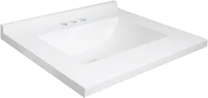 Design House 630210 Camilla Cultured Marble Vanity Top Single Bowl Sink 4-Inch Centerset with Integrated Backsplash, 25-Inch, Solid White