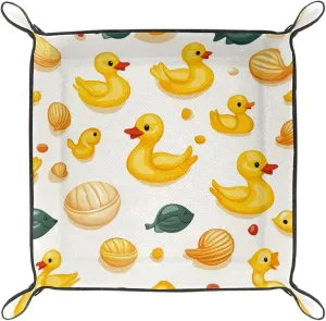 Dice Trays Ducks and Fish Holder Storage Box for Dice Games Like RPG DND, Microfiber Leather Dice Holder Portable Folding Rolling Dice Tray, 20.5x20.5cm