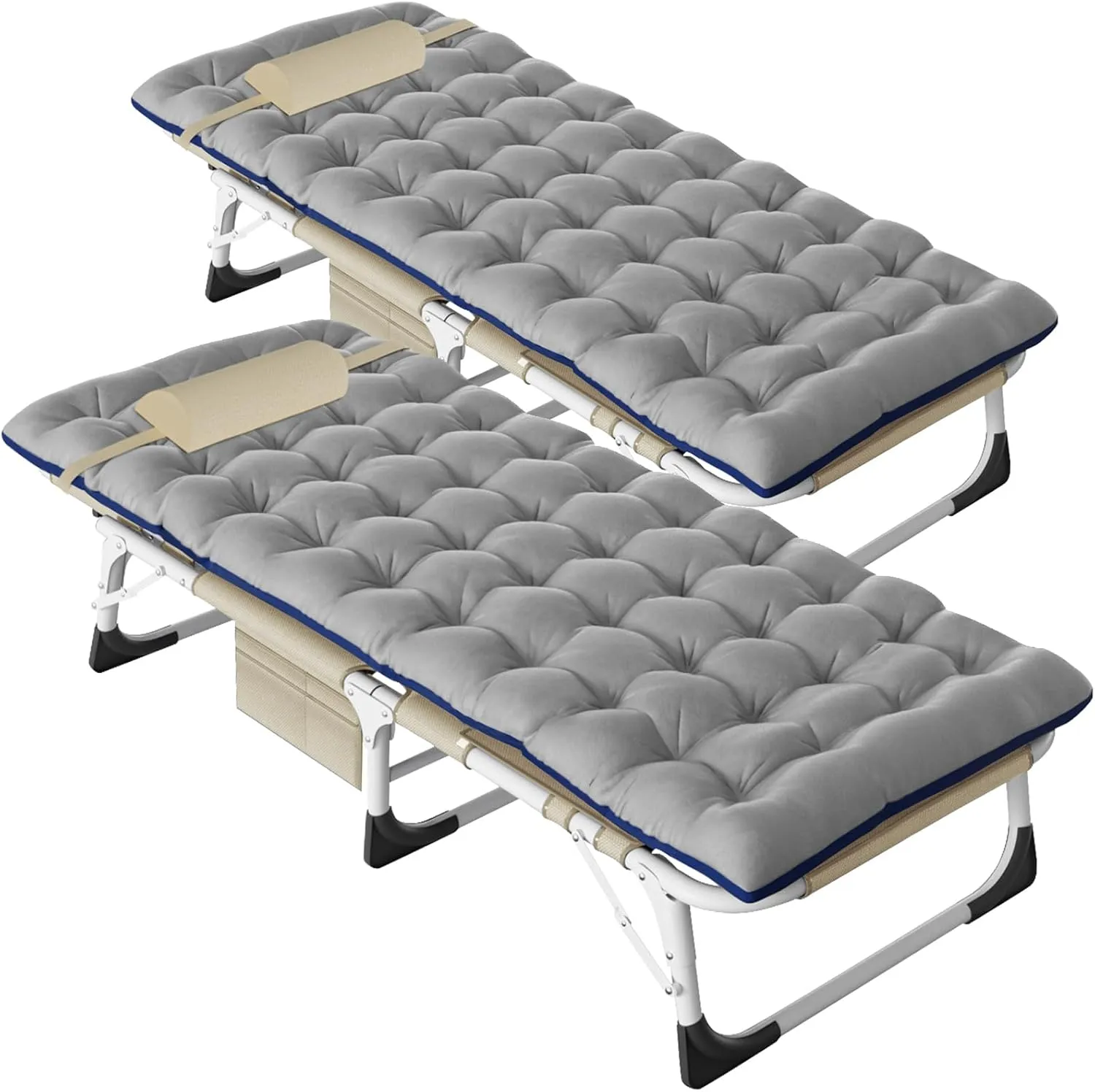 DoCred Folding Camping Cot with Mattress, 2 Pack Heavy Duty Folding Cot for Adults, Portable Sleeping Cot Bed Adults Outdoor Bed with Carry Bag, Travel Camp Cots