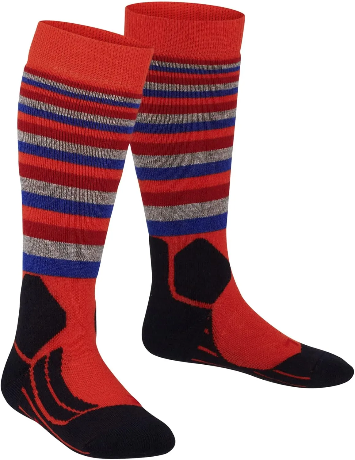 FALKE Unisex Kids SK2 Intermediate Stripes Ski Socks, Padded, 1 Pair
