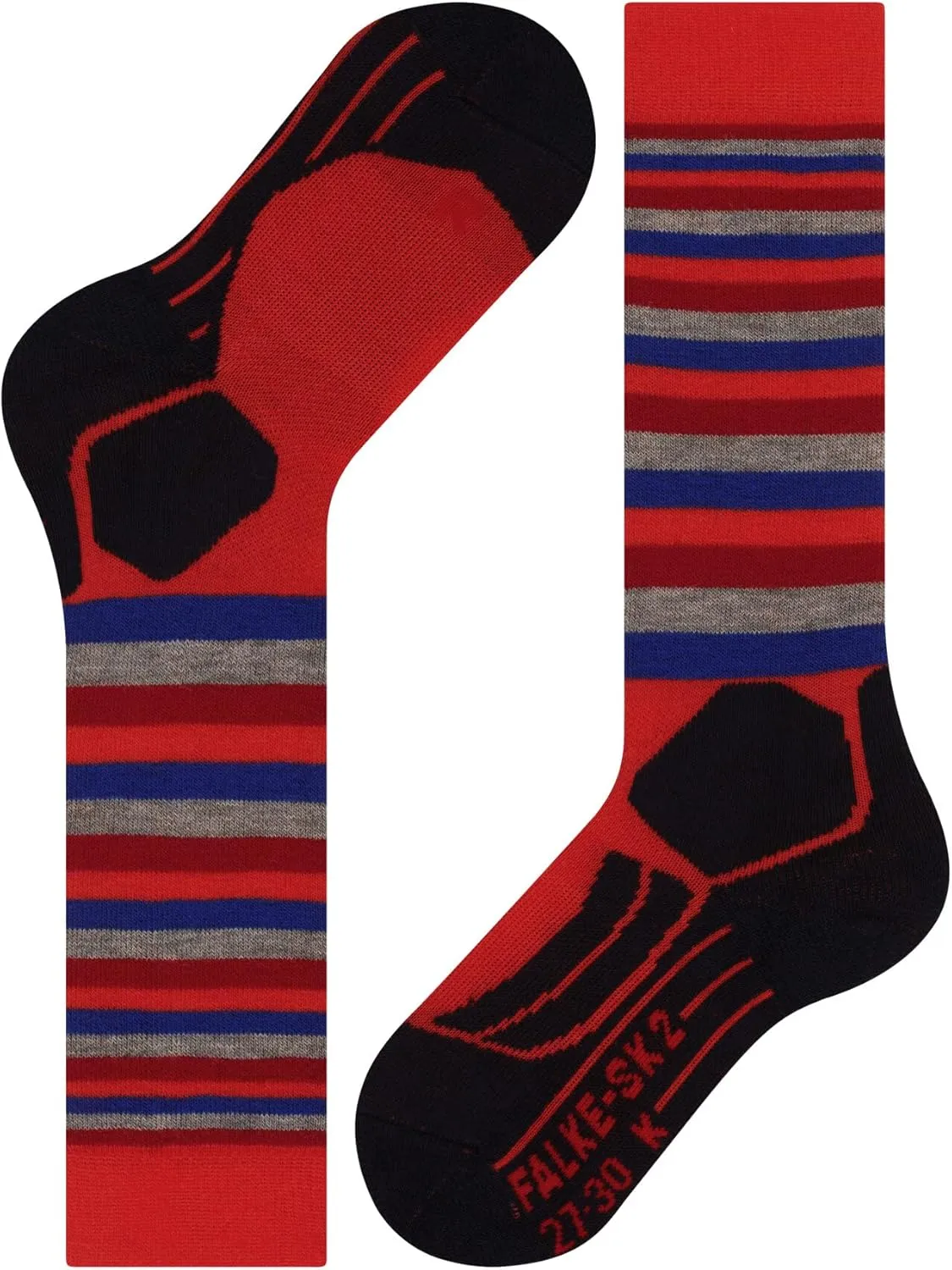 FALKE Unisex Kids SK2 Intermediate Stripes Ski Socks, Padded, 1 Pair
