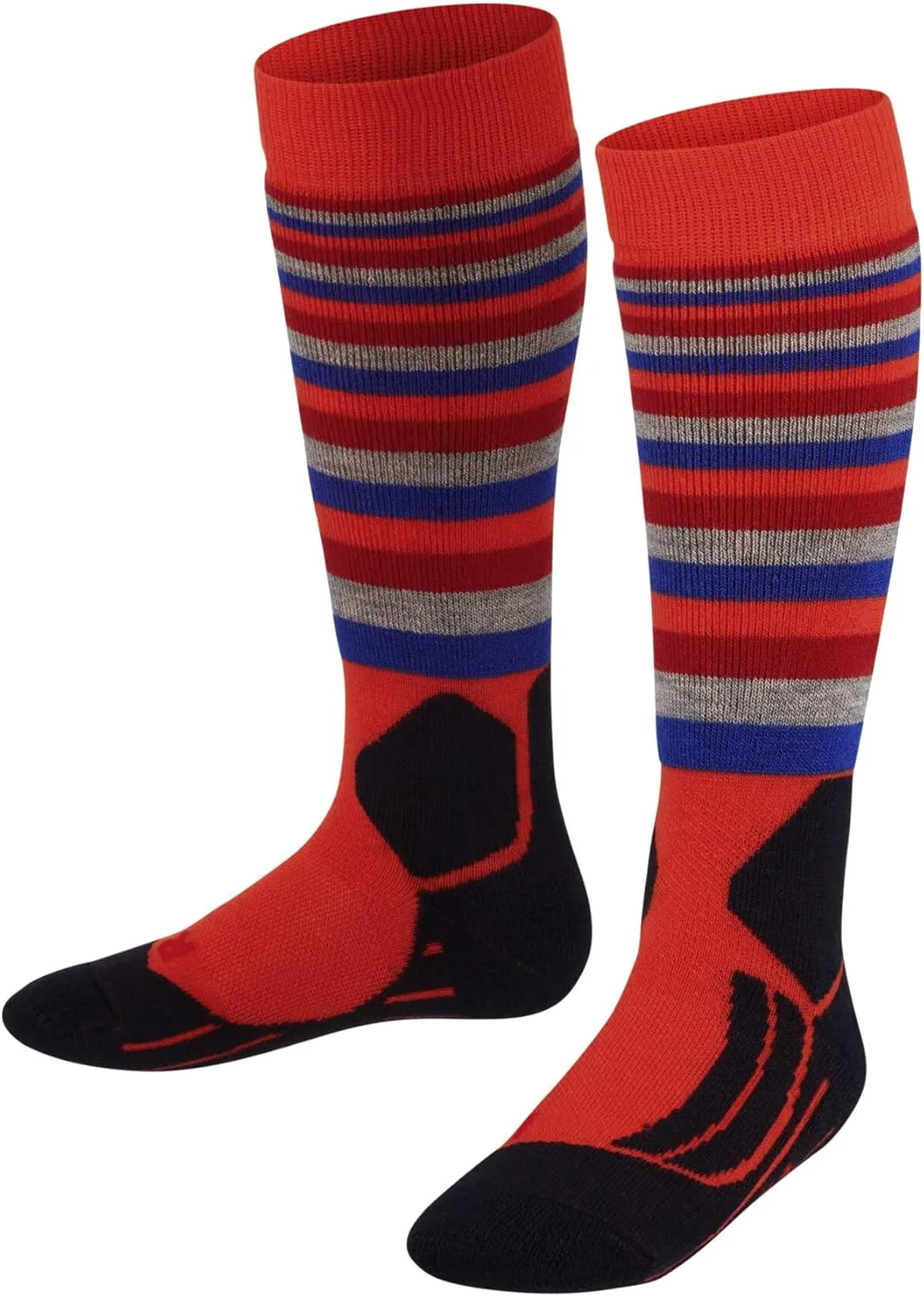 FALKE Unisex Kids SK2 Intermediate Stripes Ski Socks, Padded, 1 Pair
