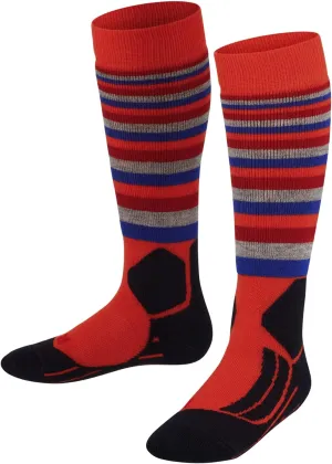 FALKE Unisex Kids SK2 Intermediate Stripes Ski Socks, Padded, 1 Pair