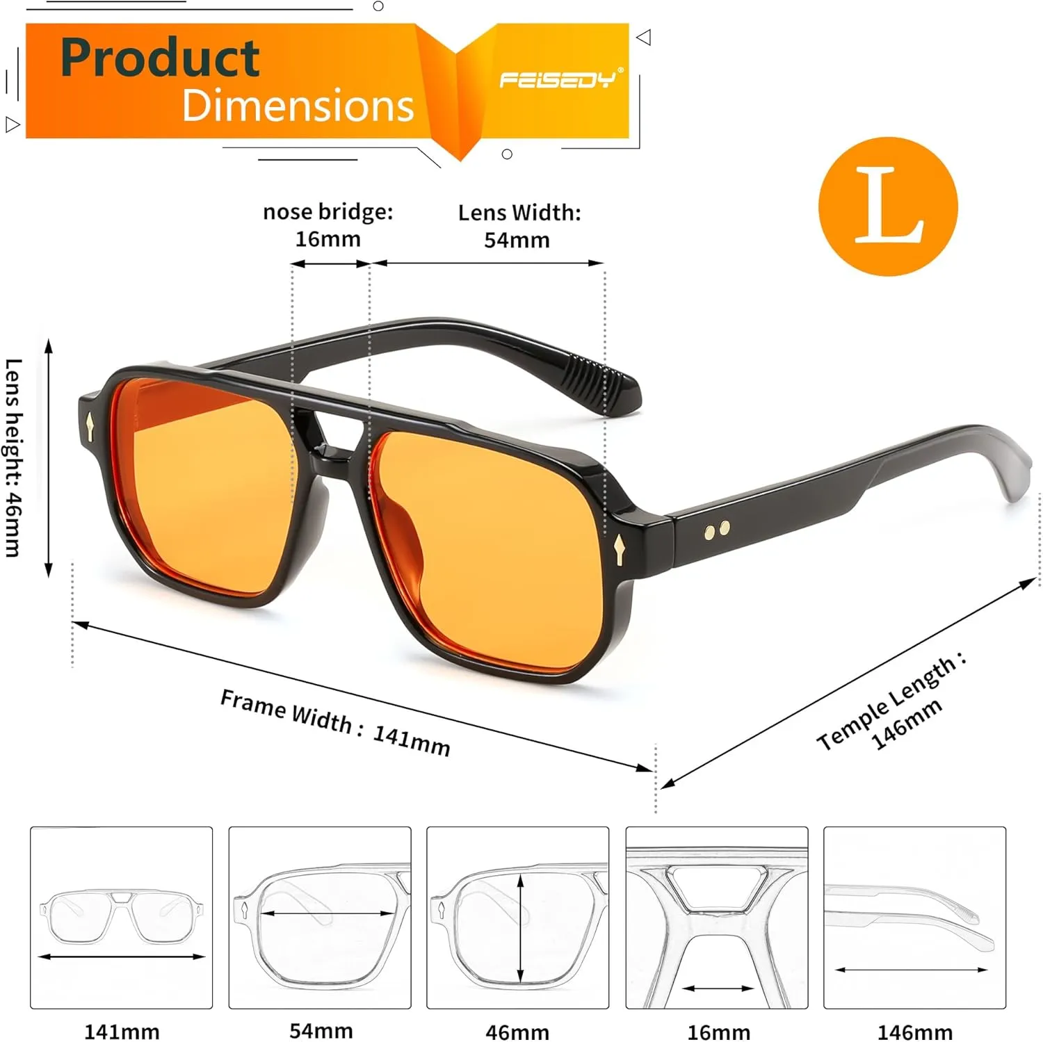 FEISEDY Retro Square Aviator Sunglasses Women Men, 70s Small Vintage Rectangle UV400 Sun Glasses B9120