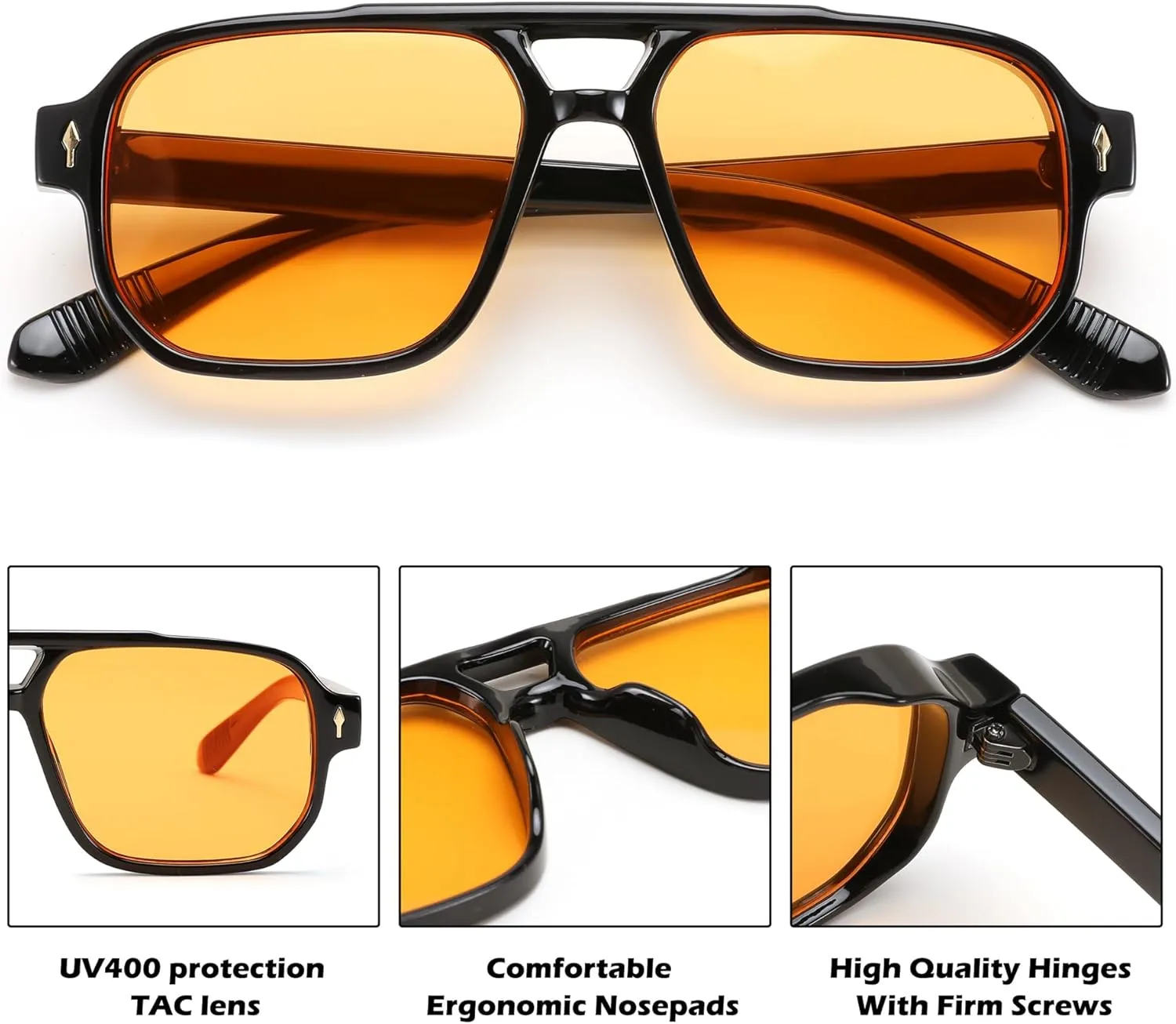 FEISEDY Retro Square Aviator Sunglasses Women Men, 70s Small Vintage Rectangle UV400 Sun Glasses B9120