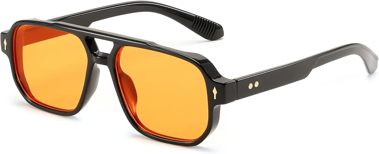 FEISEDY Retro Square Aviator Sunglasses Women Men, 70s Small Vintage Rectangle UV400 Sun Glasses B9120