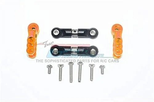 GPM For Traxxas E-Revo 2.0 VXL Brushless (86086-4) Upgrade Parts Aluminum Servo Horn With Stainless Steel Adjustable Steering Link - 4Pc Set Orange