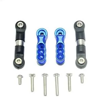 GPM For Traxxas E-Revo VXL 2.0 / E-Revo Brushless Upgrade Parts Aluminum 24T Servo Horn With Stainless Steel Adjustable Tie Rods - 4Pc Set Blue