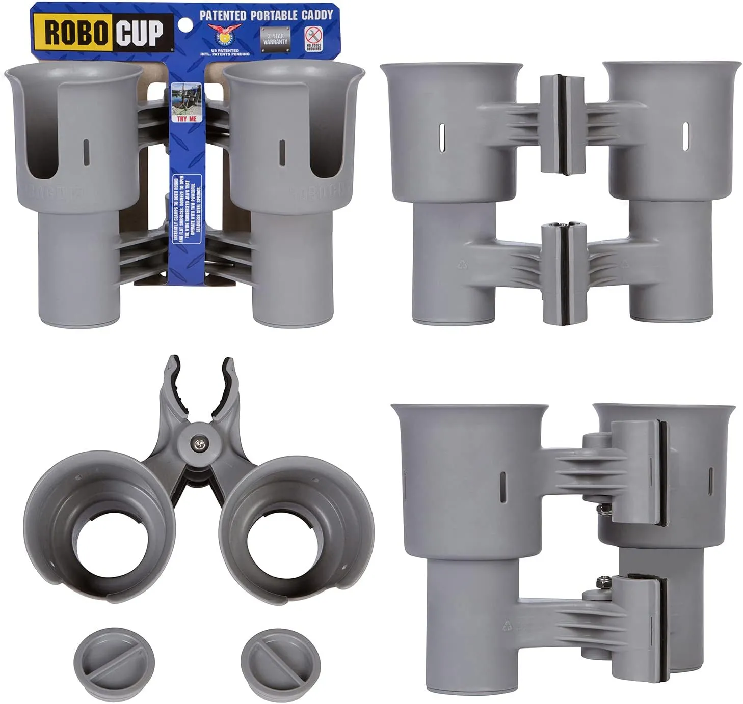 (Gray), Best Cup Holder for Drinks, Fishing Rod/Pole, Boat, Beach Chair, Golf Cart, Wheelchair, Walker, Drum Sticks, Microphone Stand