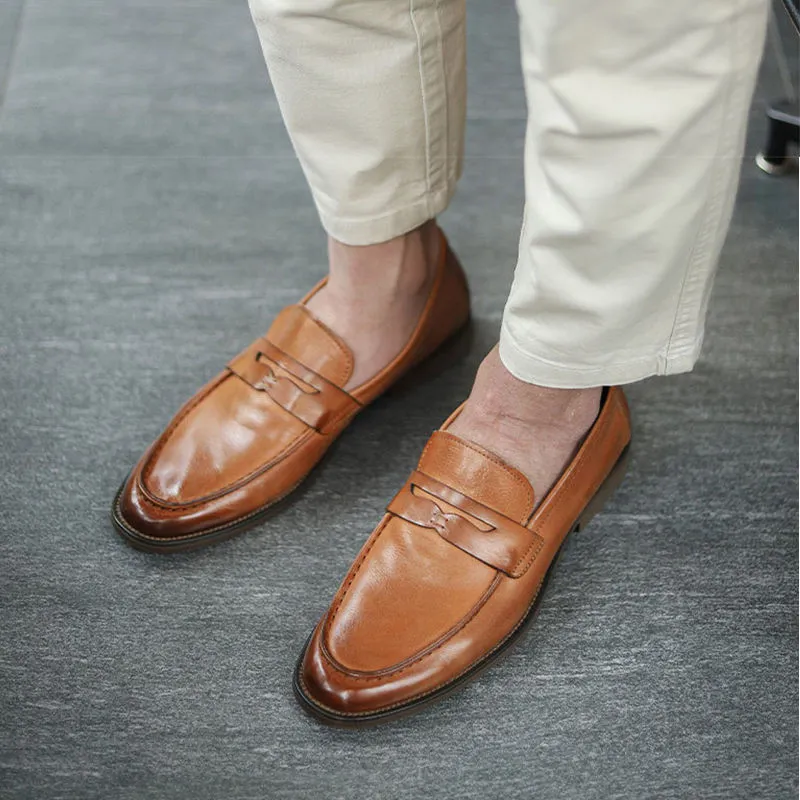 Handmade Full Grain Leather Penny Loafer Shoes