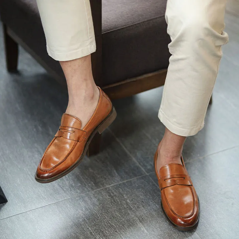 Handmade Full Grain Leather Penny Loafer Shoes