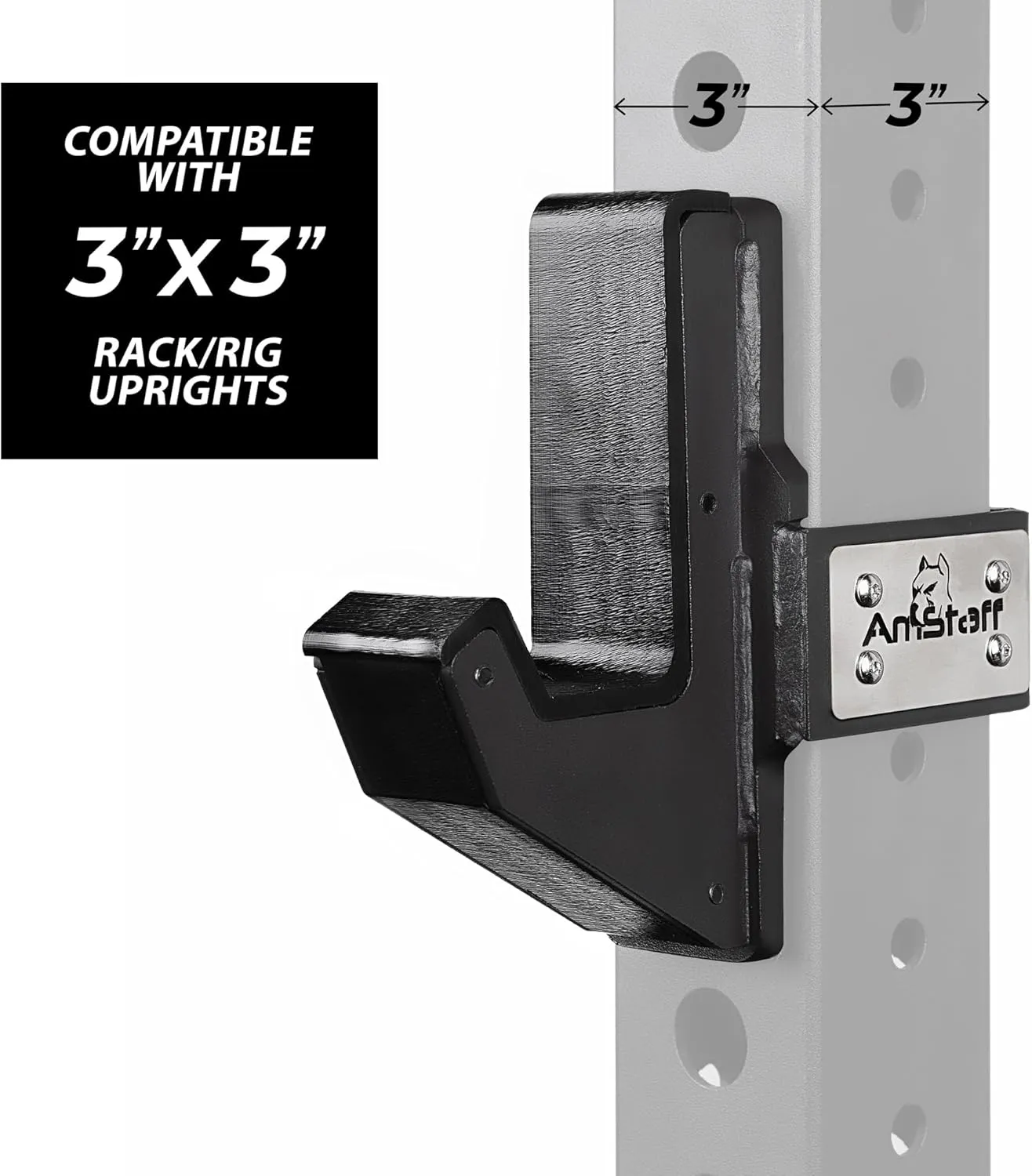 J-Hooks J-Cup Power Rack for 2"x 2" 2.5"x2.5" 3"x3" Tube Squat Rack Attachment, Barbell Holder for Power Cage, Heavy Duty 1000 LB Capacity, (Set of 2)