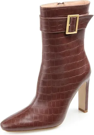 Journee Collection Women's ELANIE Ankle Boot, Brown, 10