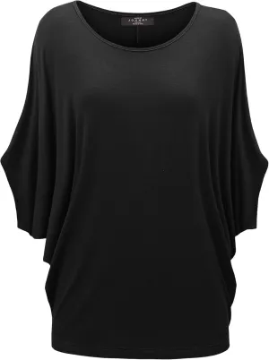 Made By Johnny Women's Scoop Neck Half Sleeve Batwing Dolman Top - Plus Size