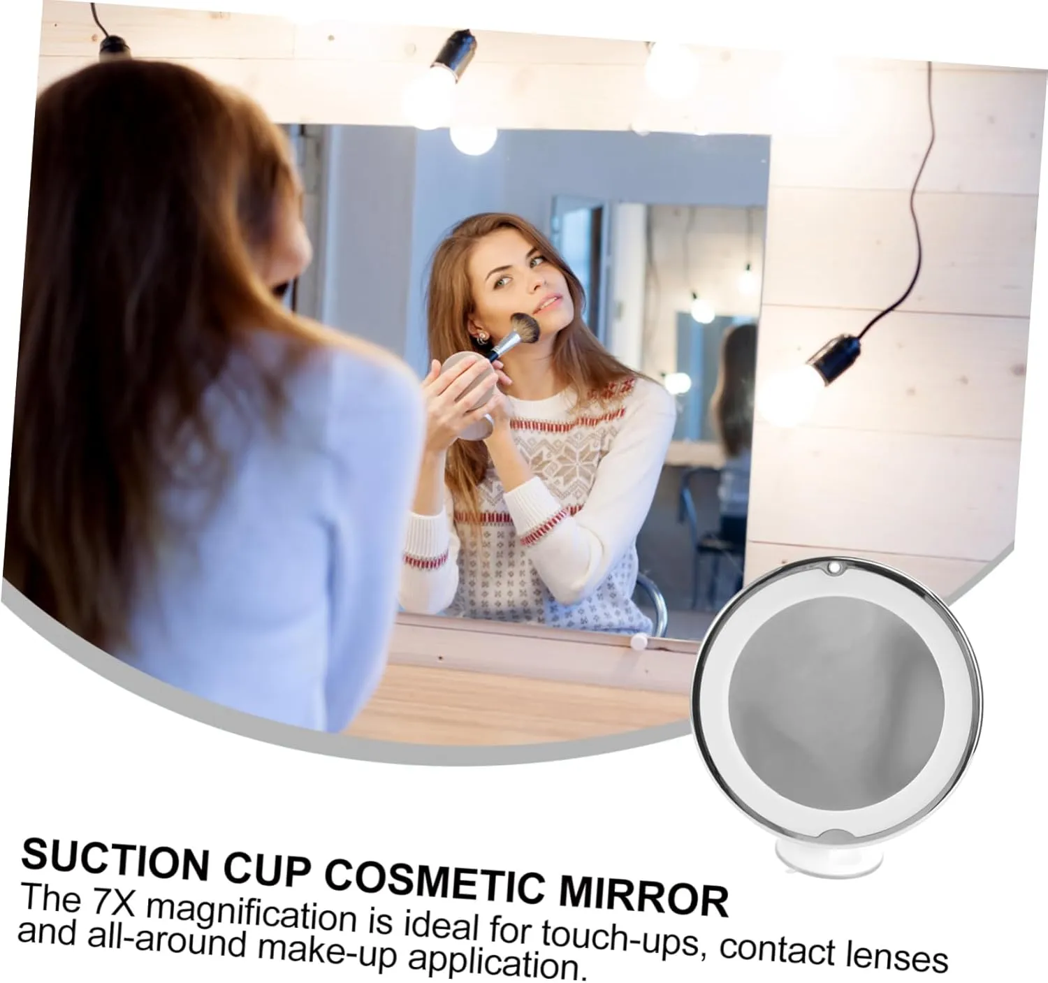 Makeup Mirror with 7X Magnification and Suction Cup Large Round Cosmetic Mirror for Bathroom Vanity