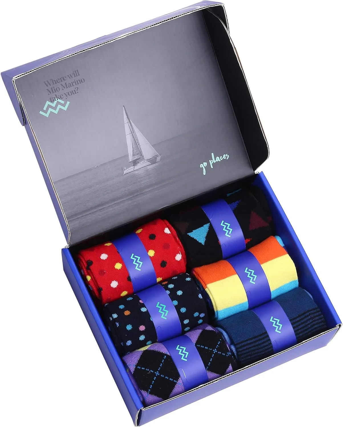 Marino Mens Dress Socks - Fun Colorful Socks for Men - Cotton Funky Socks - 6 Pack