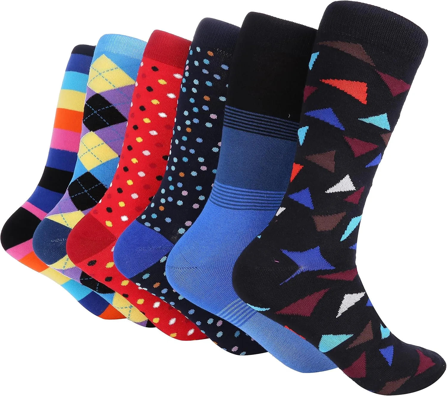 Marino Mens Dress Socks - Fun Colorful Socks for Men - Cotton Funky Socks - 6 Pack