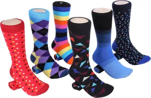 Marino Mens Dress Socks - Fun Colorful Socks for Men - Cotton Funky Socks - 6 Pack