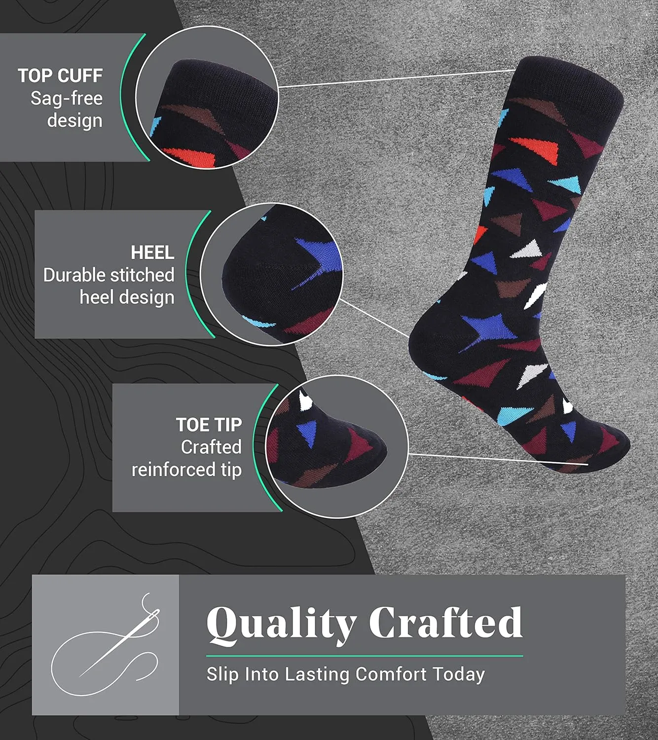 Marino Mens Dress Socks - Fun Colorful Socks for Men - Cotton Funky Socks - 6 Pack