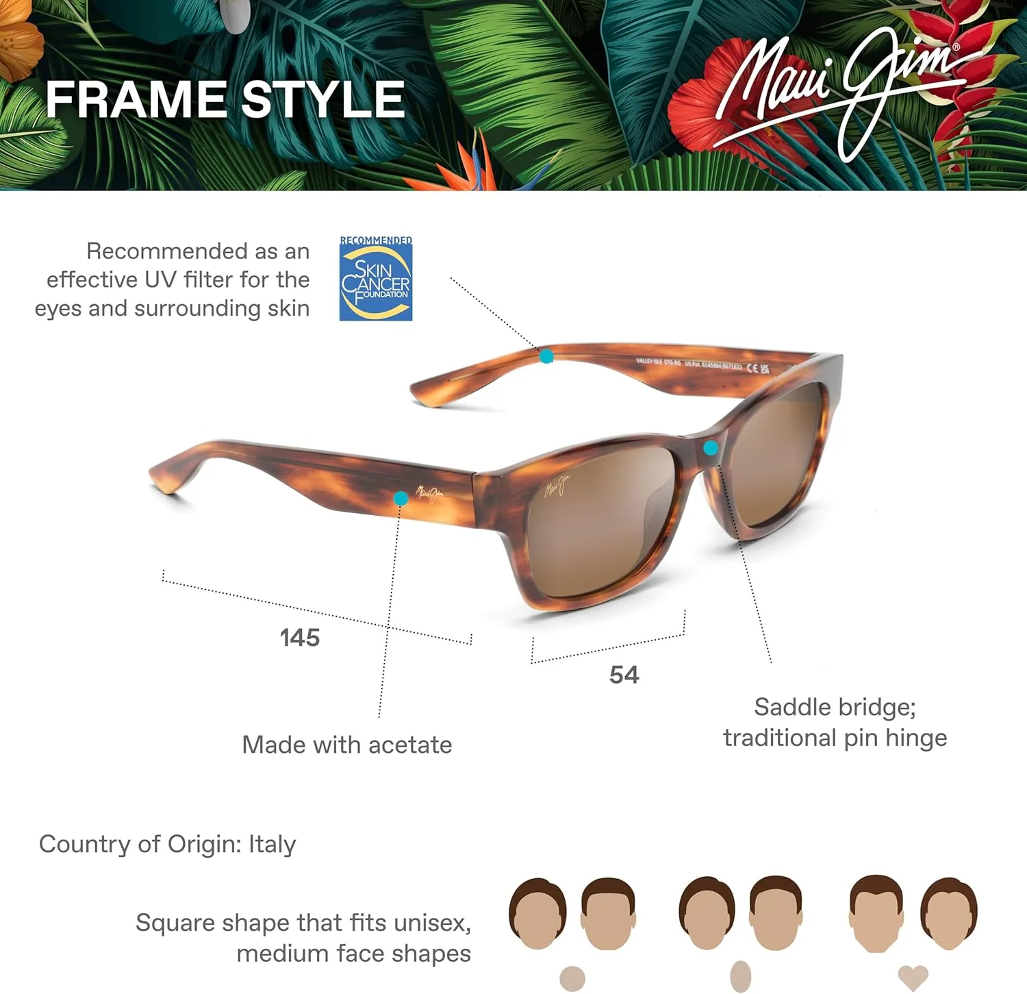 Maui Jim Men's and Women's Valley Isle Polarized Classic Sunglasses