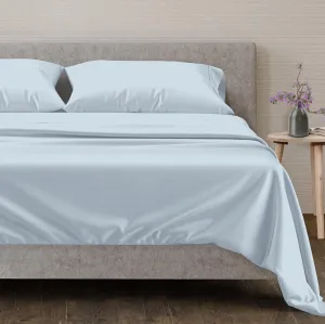 Mayfair Linen 100% Egyptian Cotton Sheets King Size Bed Set - 4 PC 600 Thread Count King Sheets Set Egyptian Cotton (Light Blue), Soft, Cooling, 16" Deep Pocket Sateen Weave Luxury Hotel Bedsheet