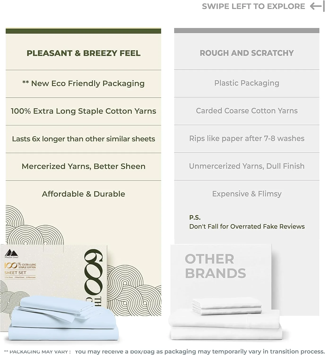 Mayfair Linen 100% Egyptian Cotton Sheets King Size Bed Set - 4 PC 600 Thread Count King Sheets Set Egyptian Cotton (Light Blue), Soft, Cooling, 16" Deep Pocket Sateen Weave Luxury Hotel Bedsheet