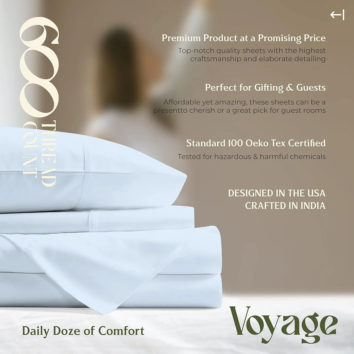 Mayfair Linen 100% Egyptian Cotton Sheets King Size Bed Set - 4 PC 600 Thread Count King Sheets Set Egyptian Cotton (Light Blue), Soft, Cooling, 16" Deep Pocket Sateen Weave Luxury Hotel Bedsheet