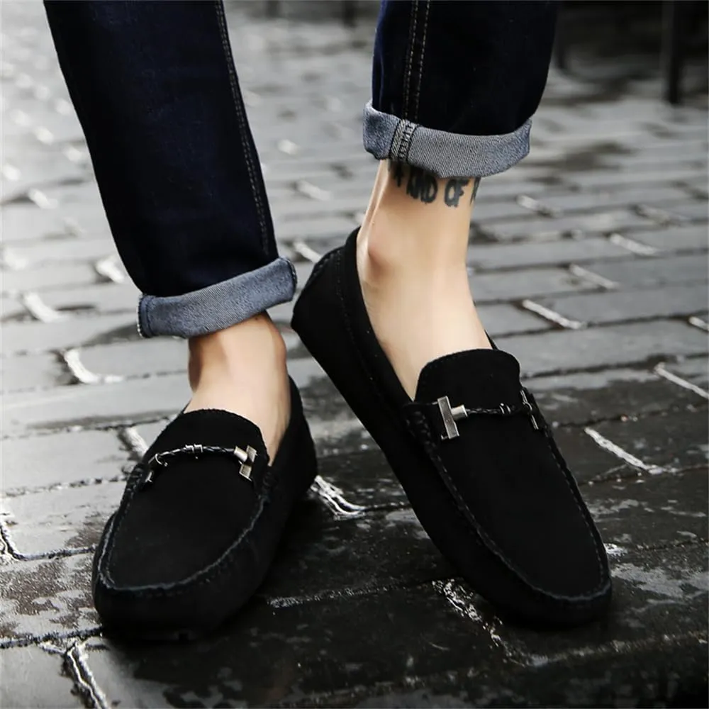 Mens Handmade Suede Leather Slip On Loafers Comfortable Casual Driving Moccasins Breathable Loafer Dress Shoes